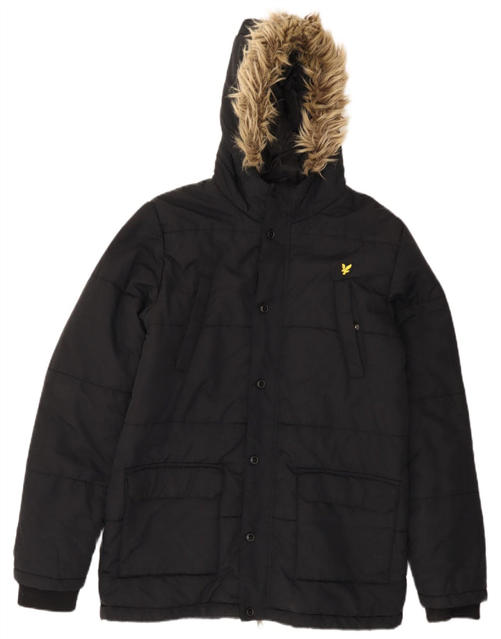 Lyle & Scott Veste matelassée à capuche garçon 14-15 ans Noir Polyamide