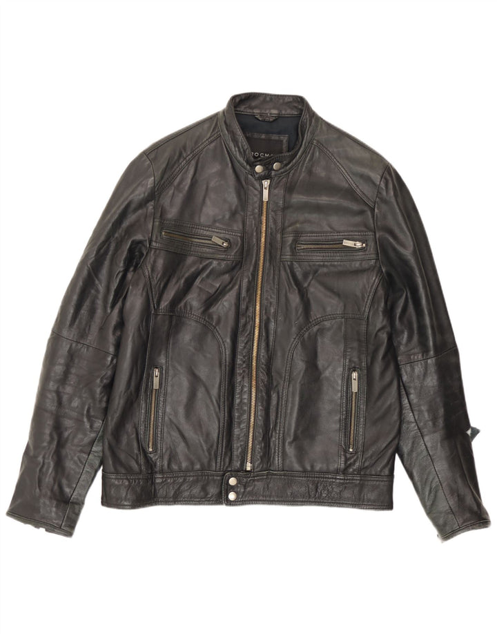 Rochas Veste en cuir pour homme UK 40 Grand cuir noir