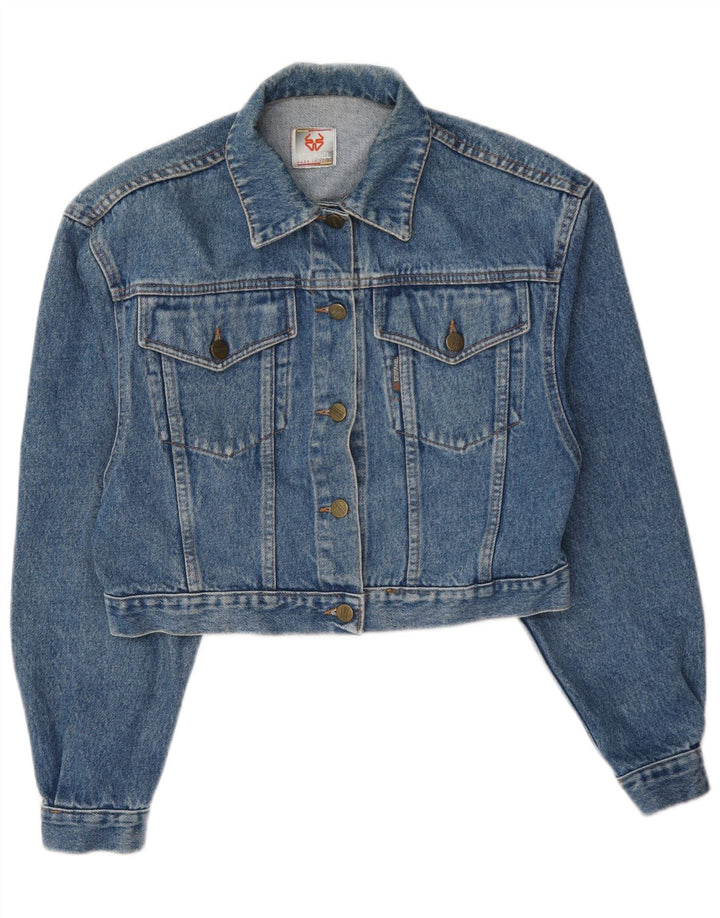 Stefanel Veste en jean courte pour femme UK 12 Bleu moyen