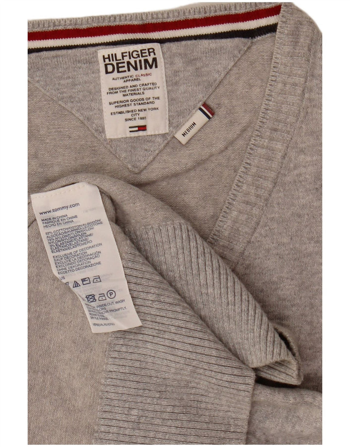 Tommy Hilfiger Pull Col V Homme Gris Moyen Moucheté Coton