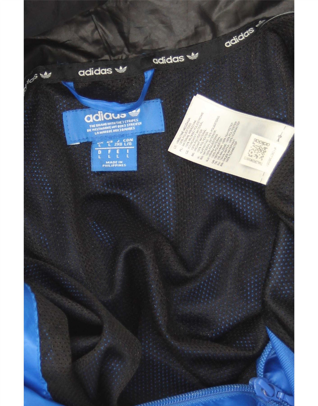 Adidas Veste de pluie à capuche pour homme UK 40 Large Bleu Colorblock Polyester