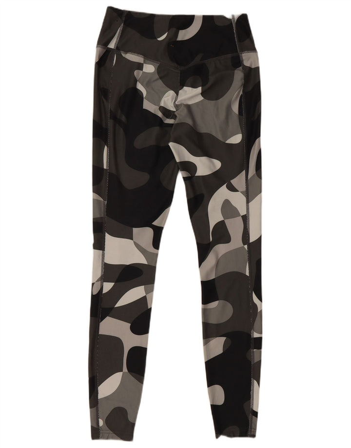NIKE Womens Dri Fit Leggings UK 10 Small  Grey Camouflage Polyester