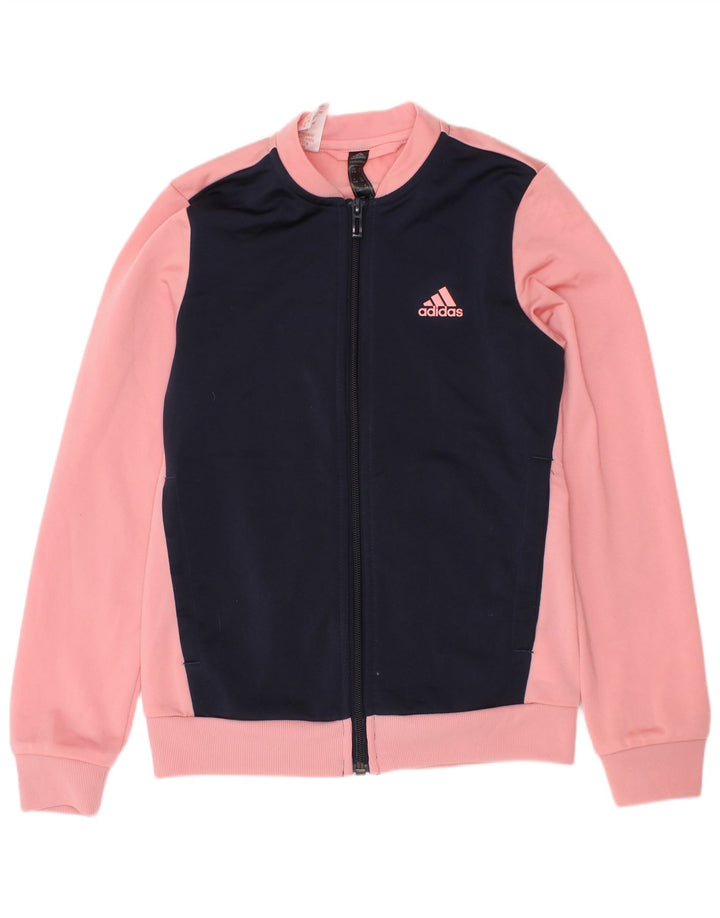 Adidas Veste de Survêtement Fille 9-10 Ans Rose Colorblock Polyester