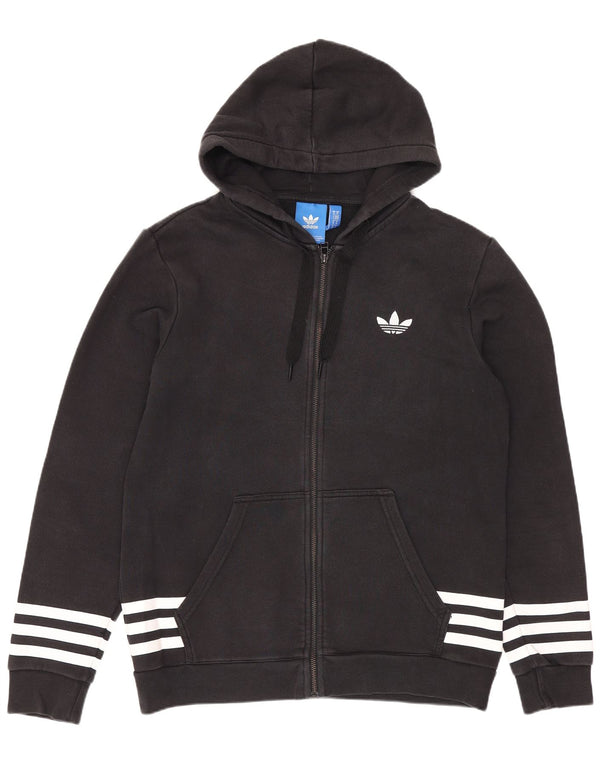 Adidas Pull à capuche zippé graphique pour homme en coton noir moyen