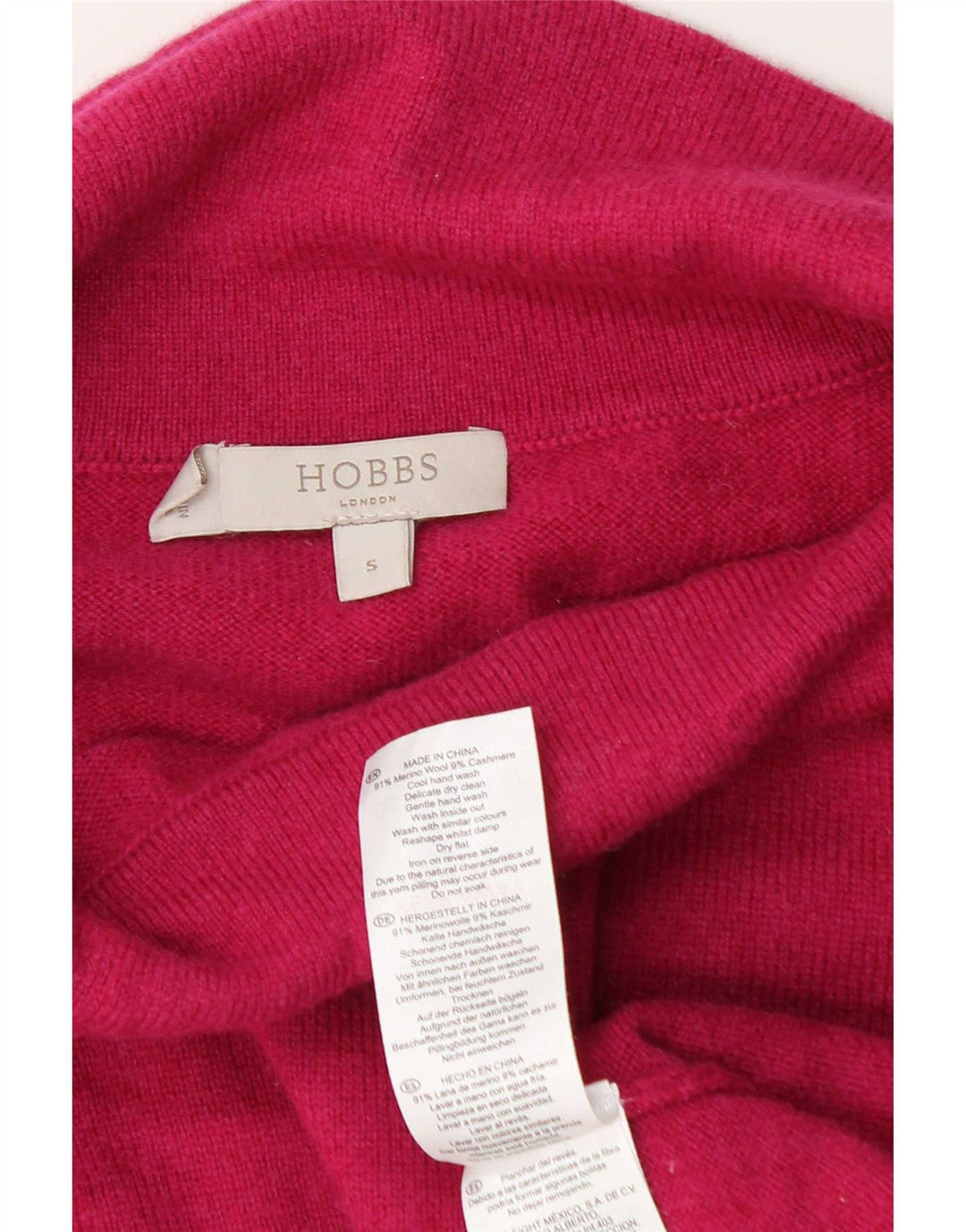 Hobbs Pull col roulé pour femme UK 10 Petite laine rose