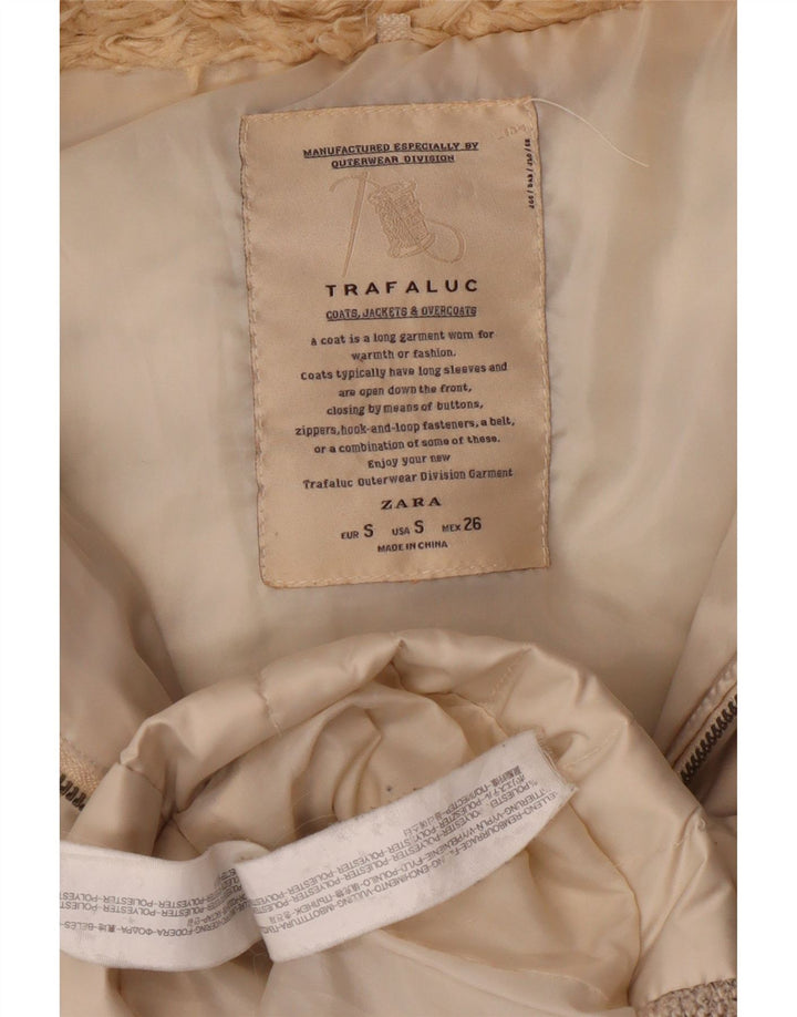 Zara Femme Gilet rembourré à capuche UK 10 Petit Polyester Beige
