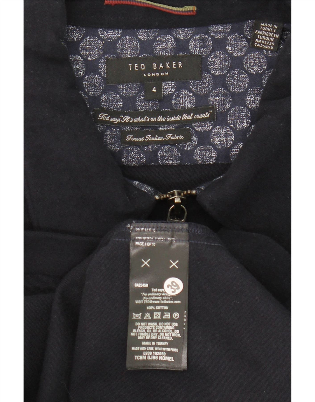 Ted Baker Veste Bomber Homme Taille 4 Grand Coton Bleu Marine