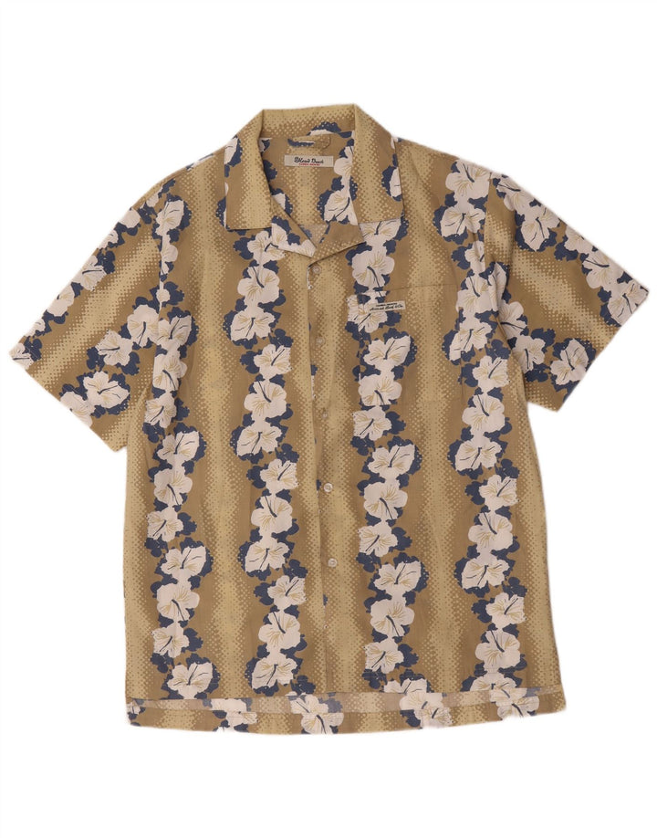 Chemise hawaïenne à manches courtes pour hommes Vintage, Polyester floral Beige moyen