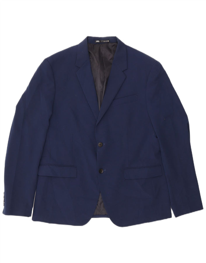 ZARA Veste blazer à 2 boutons pour homme EU 54 XL Bleu marine
