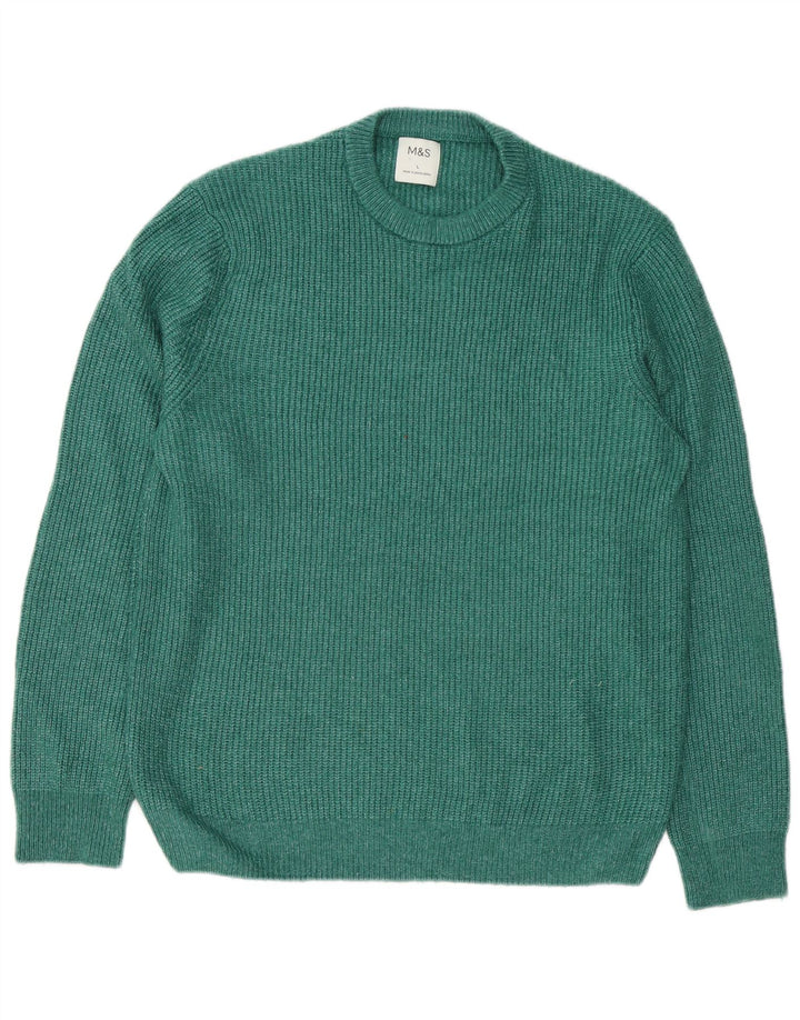 Marks & Spencer Pull ras du cou pour homme, grand, vert, polyamide