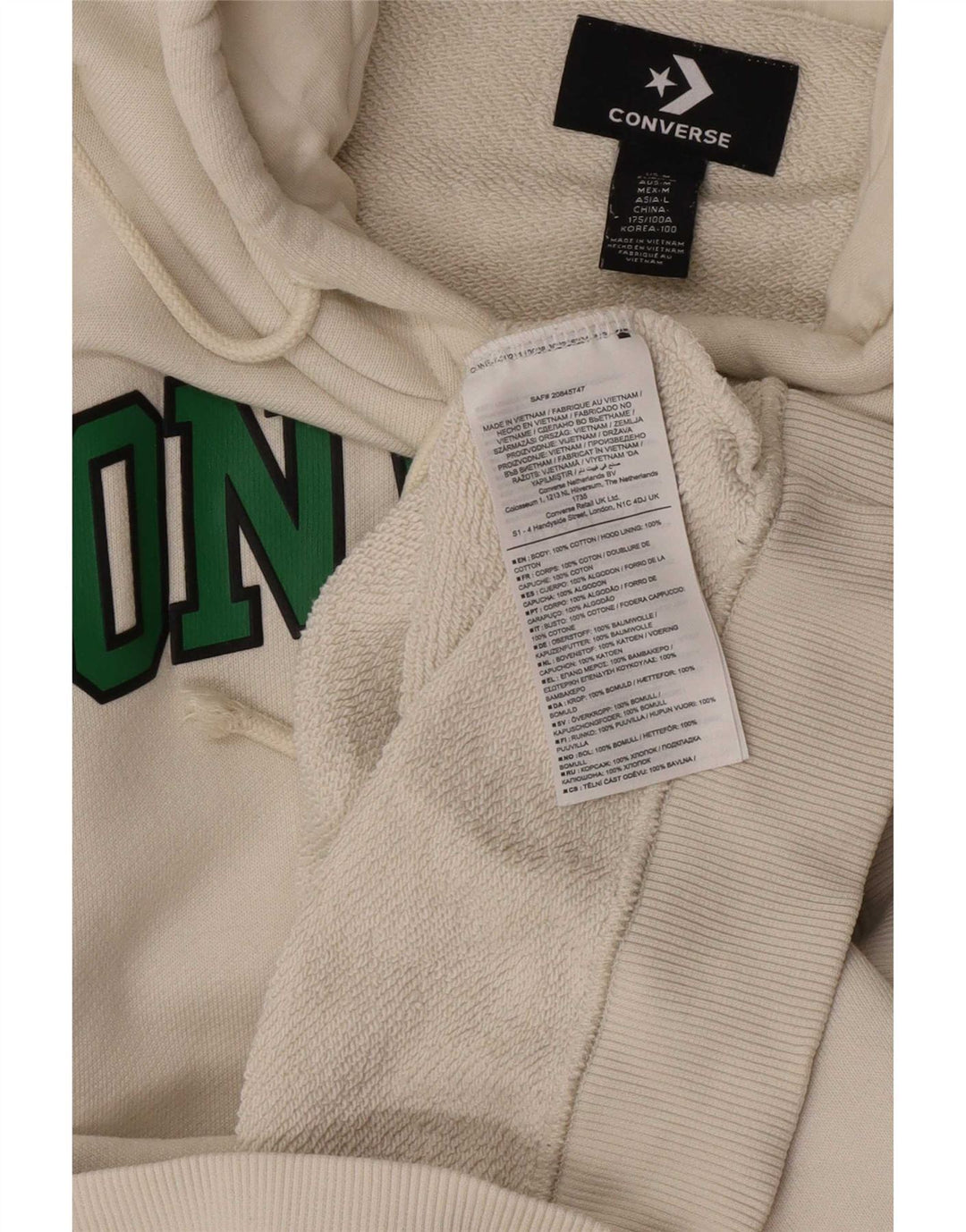 Converse Pull à Capuche Graphique Homme Blanc Moyen Coton