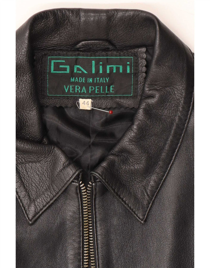 veste en cuir bomber femme vintage IT 44 Moyen Noir
