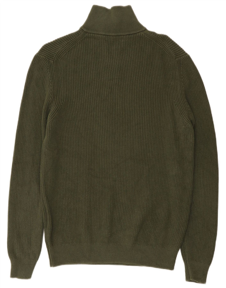 ZARA Homme Pull Col Zippé Grand Coton Vert
