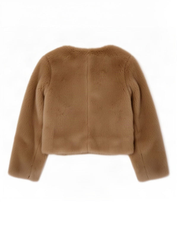 Glamorous Veste courte en fausse fourrure pour femme UK 10 Petit polyester beige