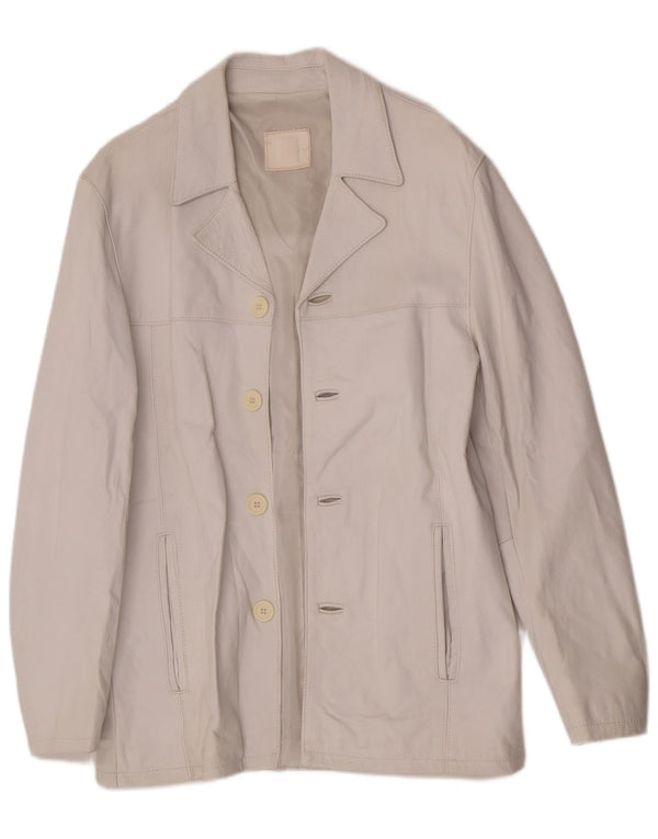 Vintage Womens Leather Jacket UK 10 Small White