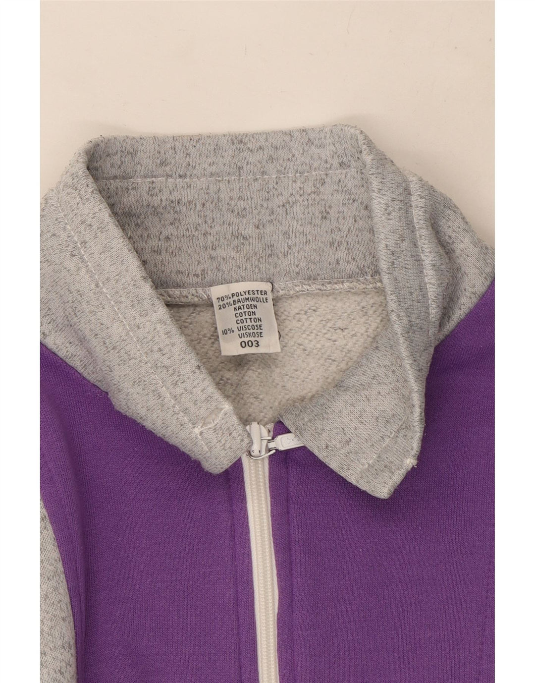 vintage Femme Survêtement Top Veste UK 12 Gris Moyen Colorblock Polyester