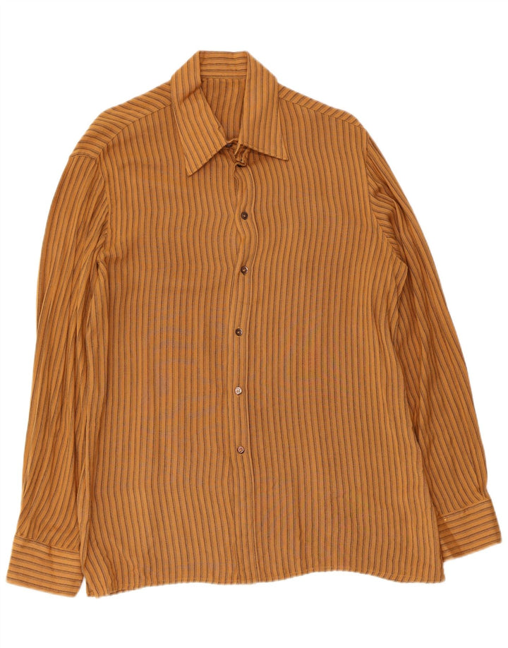 Chemise homme vintage à fines rayures marron moyen