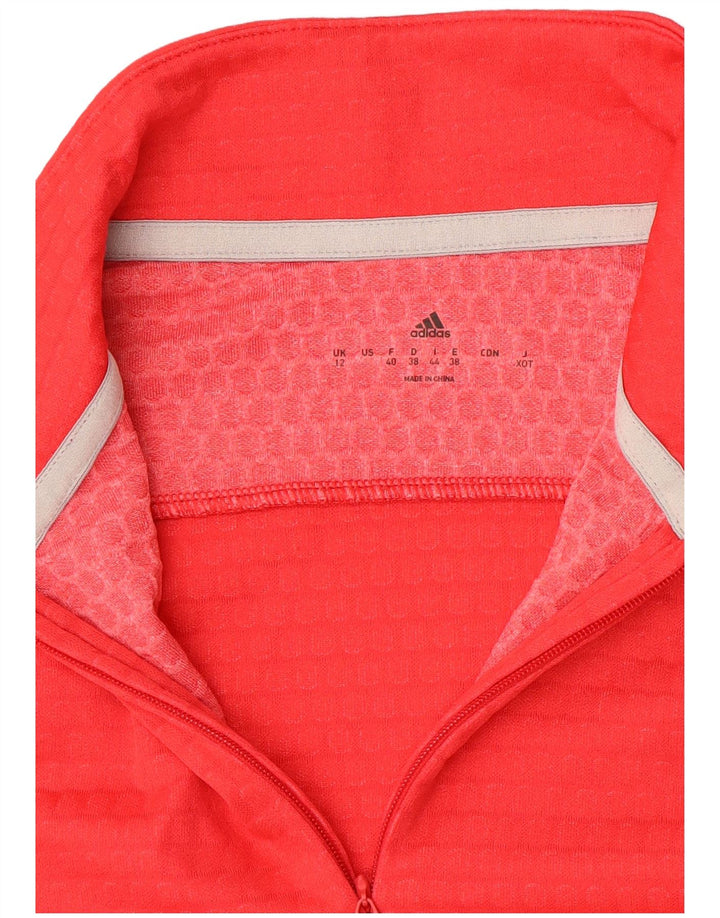 Adidas Haut de survêtement à col zippé pour femme UK 12 Rouge moyen Colourblock