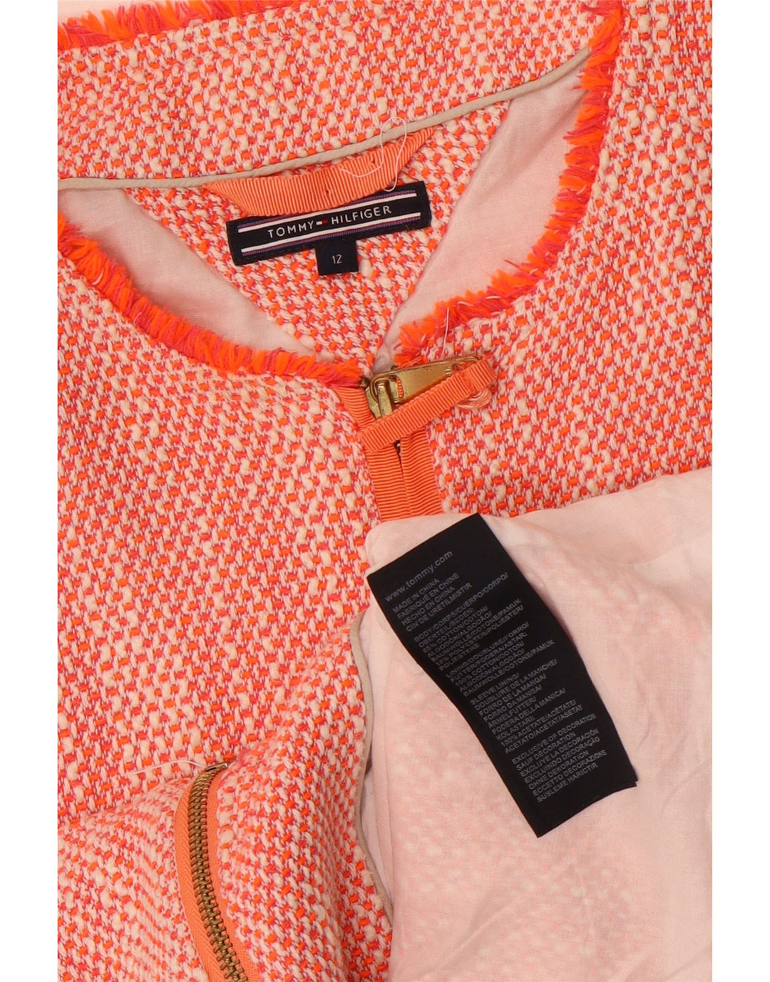 Tommy Hilfiger Veste blazer courte pour femme US 12 Grand coton orange