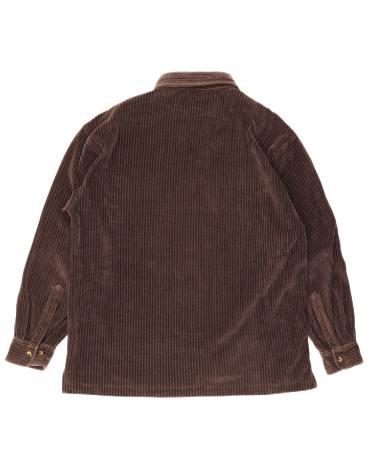 Marlboro Classics Chemise pull en velours côtelé pour homme en coton marron moyen