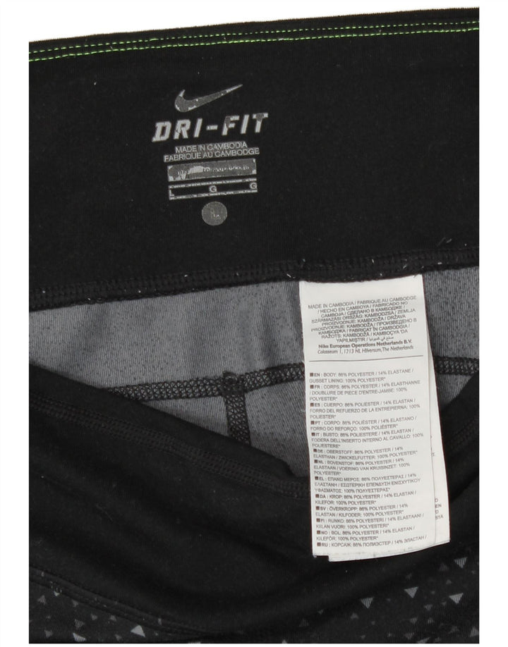 Nike Legging Capri Dri Fit pour femme UK 16 Large Noir Géométrique Polyester
