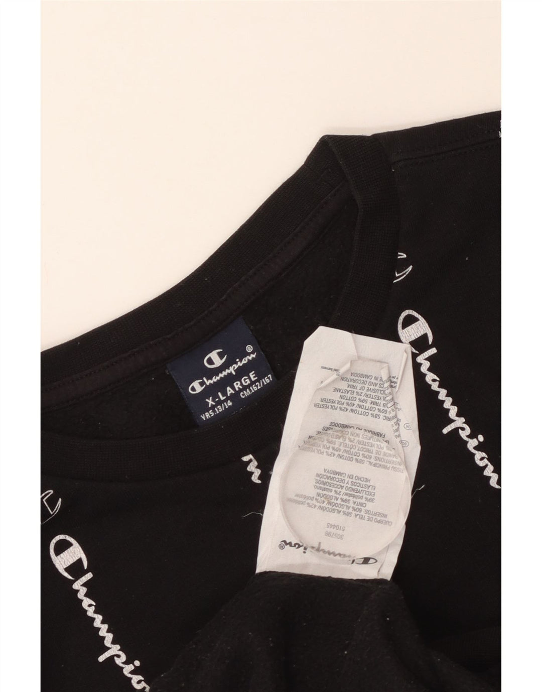 Champion Sweat-Shirt Graphique Garçon 13-14 Ans XL Noir Coton