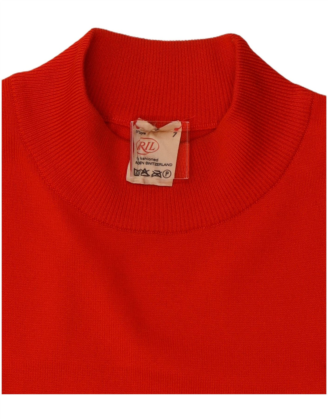 vintage Womens Turtle Neck Jumper Pull UK 14 Moyen Rouge Polyester