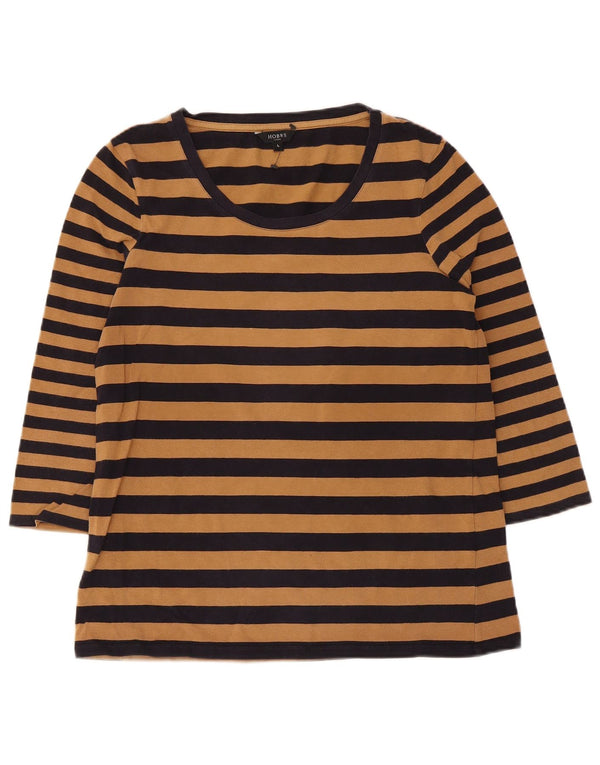 Hobbs Womens Top 3/4 Sleeve UK 14 Large Brown Striped