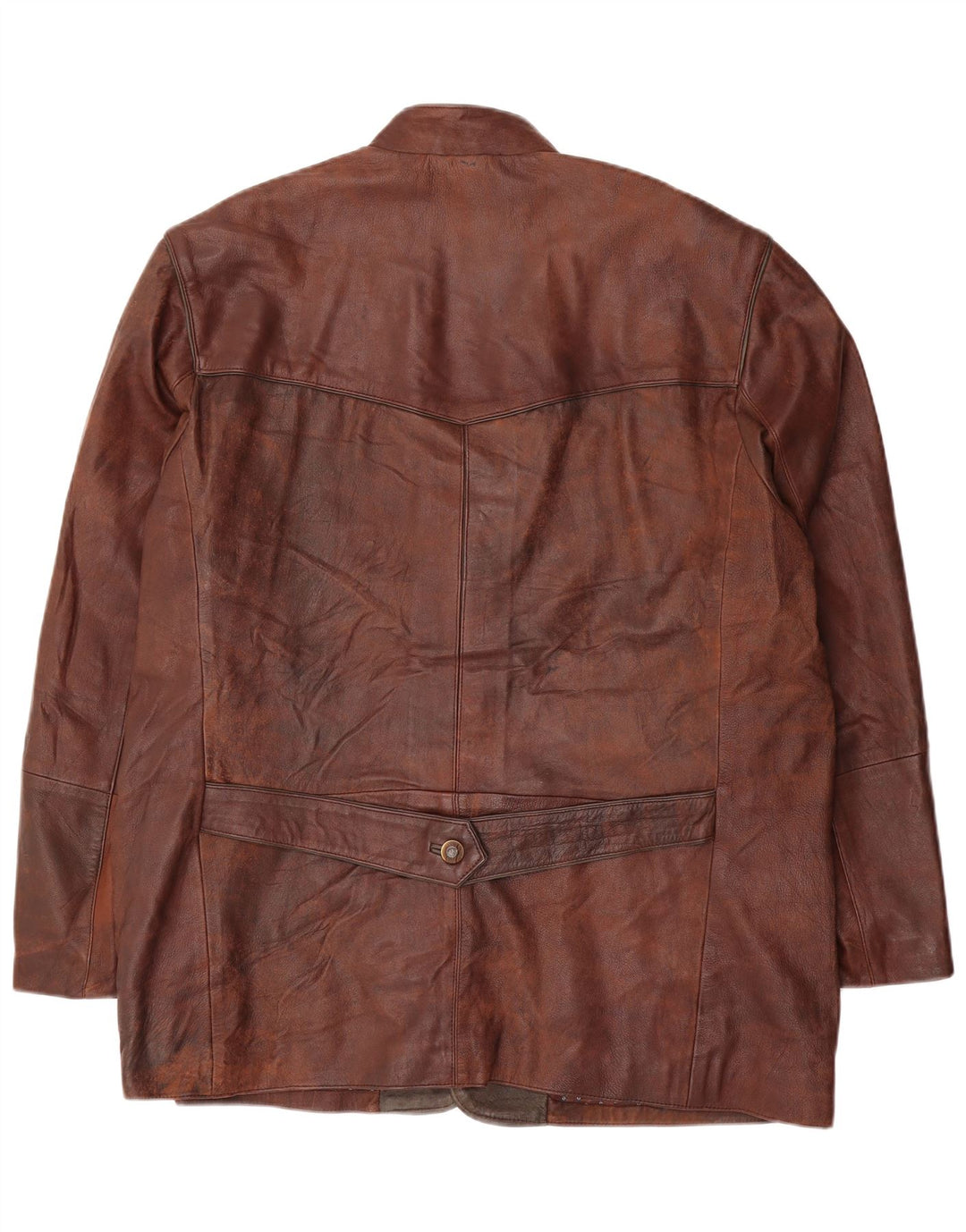 veste en cuir homme vintage UK 44 2XL Brown Tie Dye Cuir
