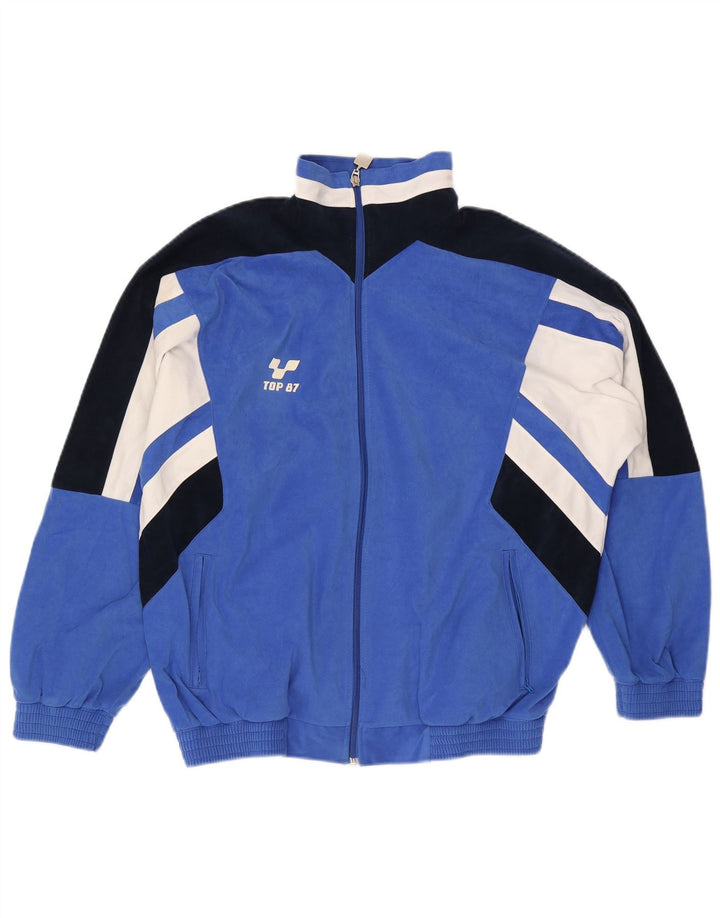 vintage Mens Survêtement Top Veste IT 48 Bleu Moyen Colourblock Polyester