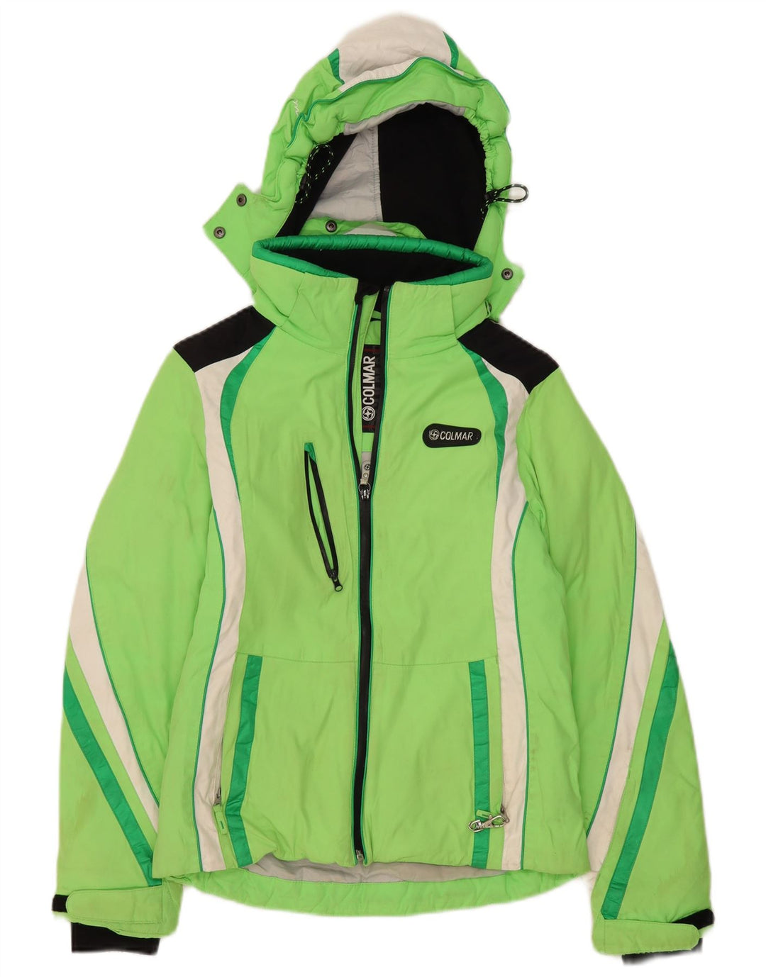 Colmar Veste de ski surdimensionnée à capuche pour femme IT 40 XS Vert Colourblock