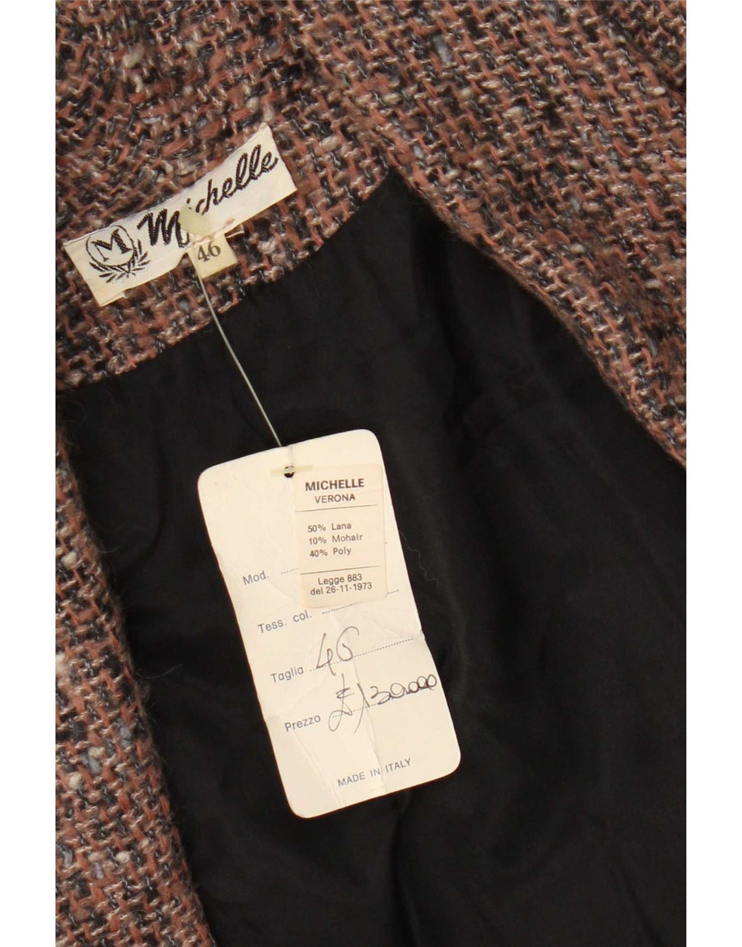 Michelle Veste Blazer Ouverte Femme IT 46 Grande Laine Mouchetée Marron