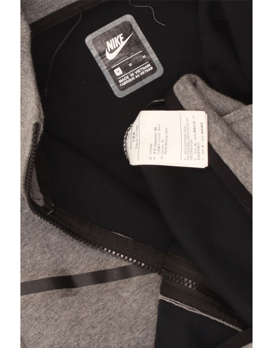 Nike Pull à capuche zippé en coton gris moyen pour homme