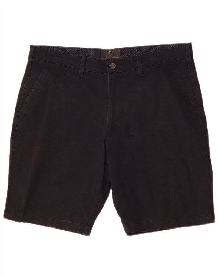 Marks & Spencer Short Chino Homme W34 Large Bleu Marine Coton