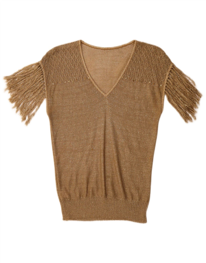 vintage Womens Blouse Top UK 10 Petit Or