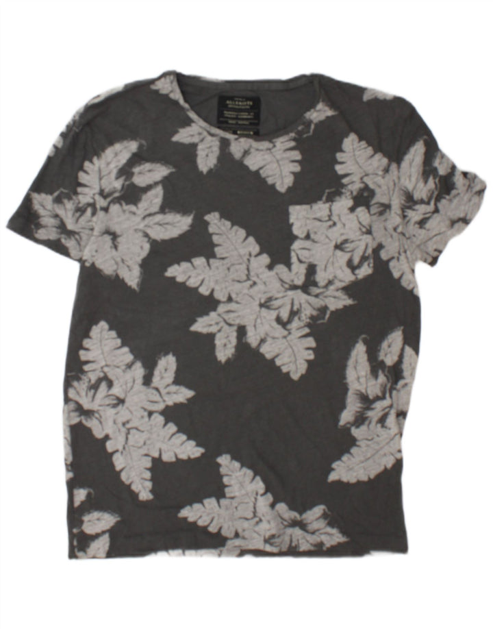 All Saints T-Shirt Homme Gris Moyen Floral Coton