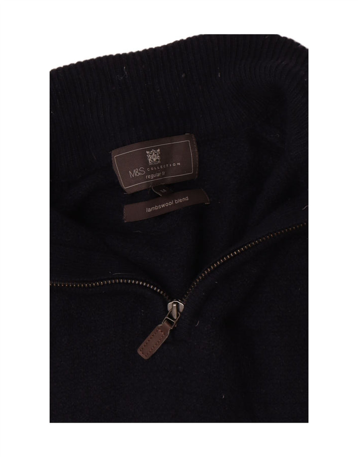 Marks & Spencer Pull col zippé homme bleu marine moyen laine d'agneau