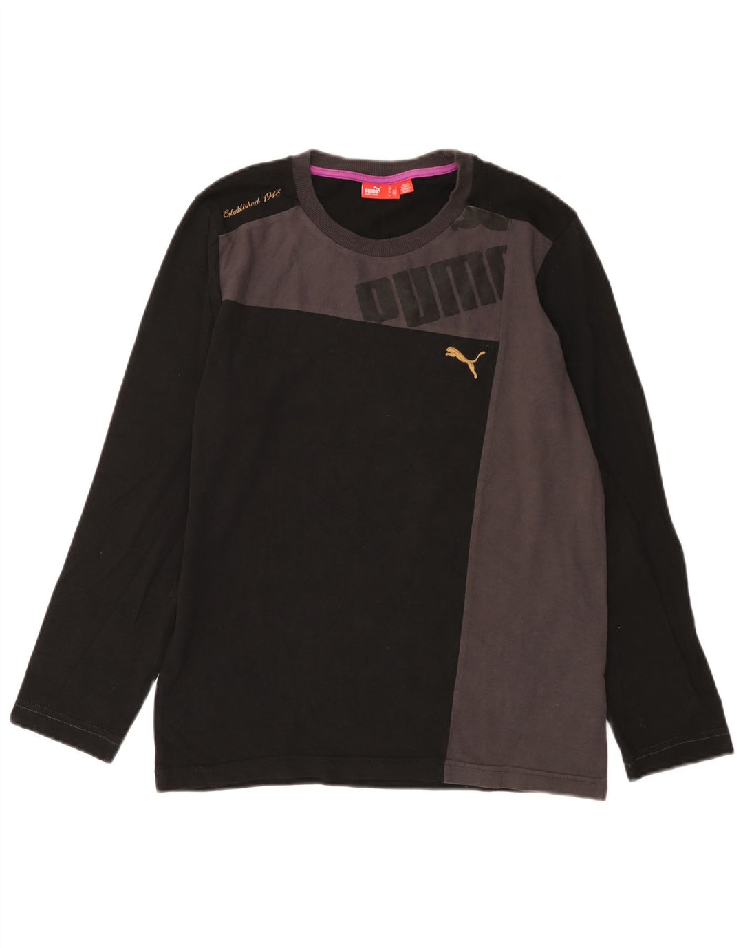 Puma Haut graphique à manches longues pour homme en coton color block Noir Taille S
