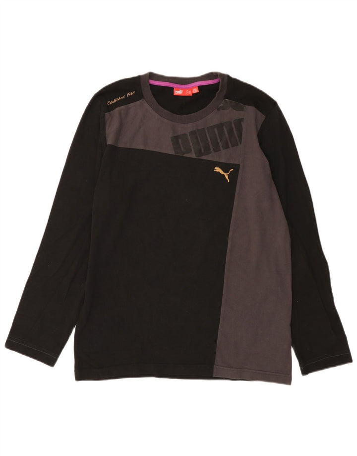 Puma Haut graphique à manches longues pour homme en coton color block Noir Taille S