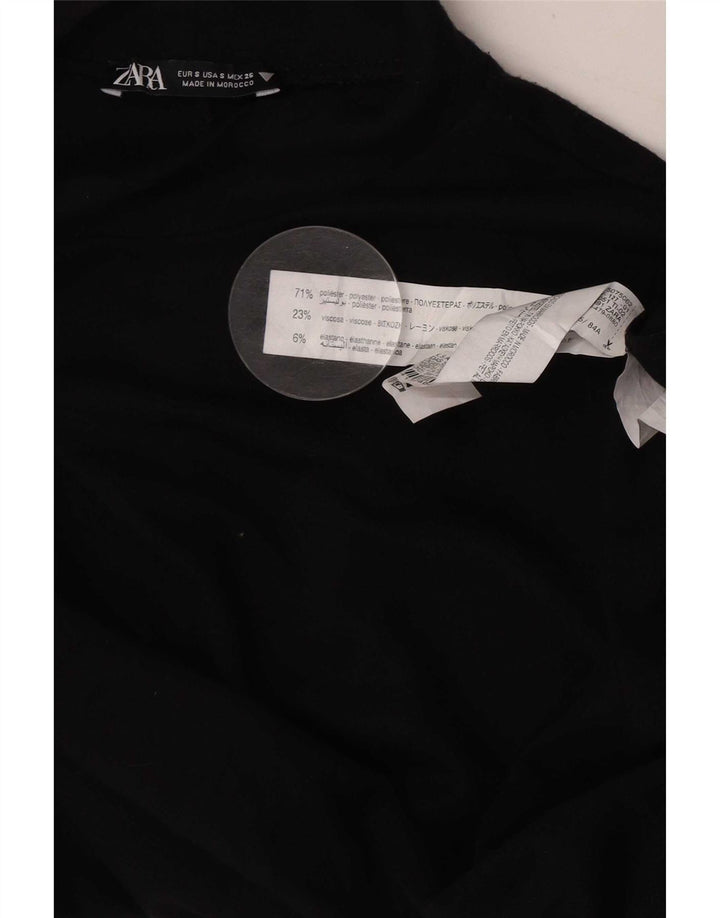 Zara Robe fourreau à manches longues pour femme UK 8 Small Noir Polyester