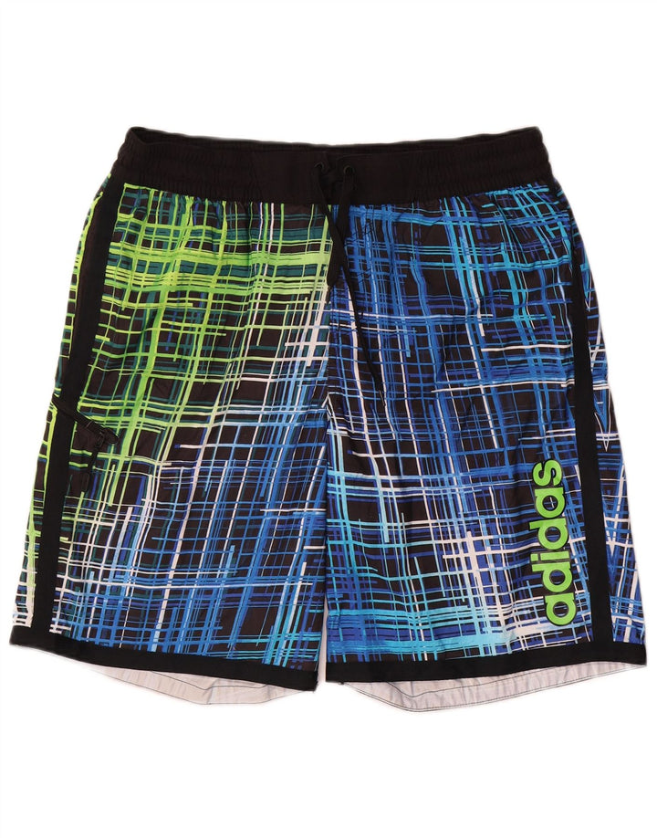 Adidas Short de bain graphique pour homme, grand, bleu, géométrique, polyester