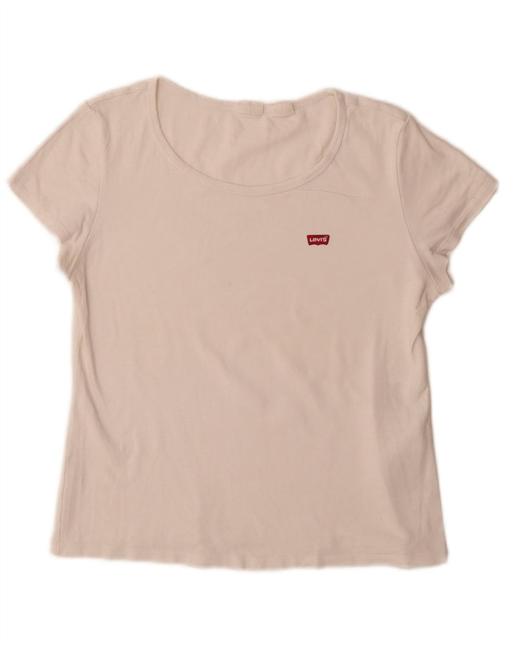 Levi's T-Shirt Femme UK 14 Large Blanc Coton