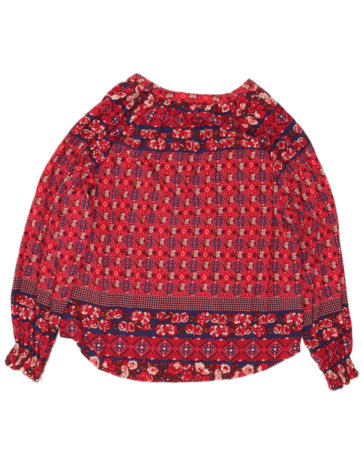 Monsoon Chemisier à manches longues pour femme UK 44 Large Viscose géométrique rouge
