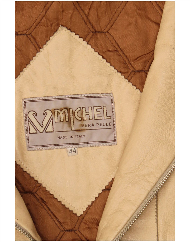 Veste en cuir surdimensionnée à capuche pour femme Michel IT 44 Cuir beige moyen
