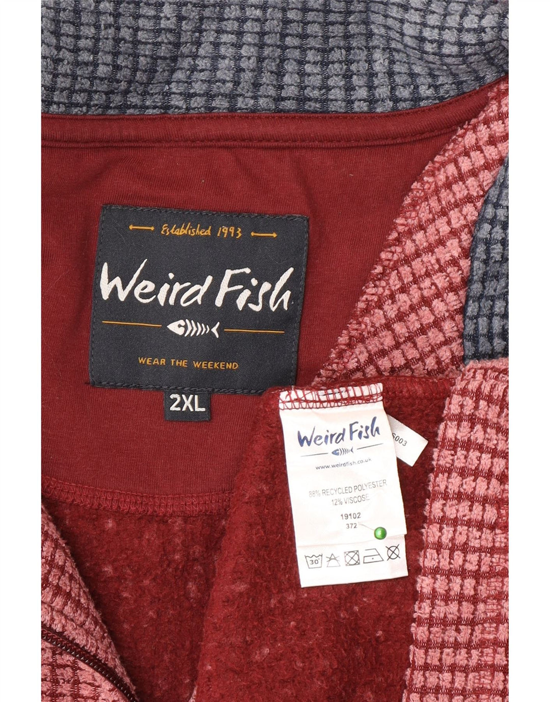Weird Fish Pull polaire à col zippé pour homme 2XL Rose Polyester