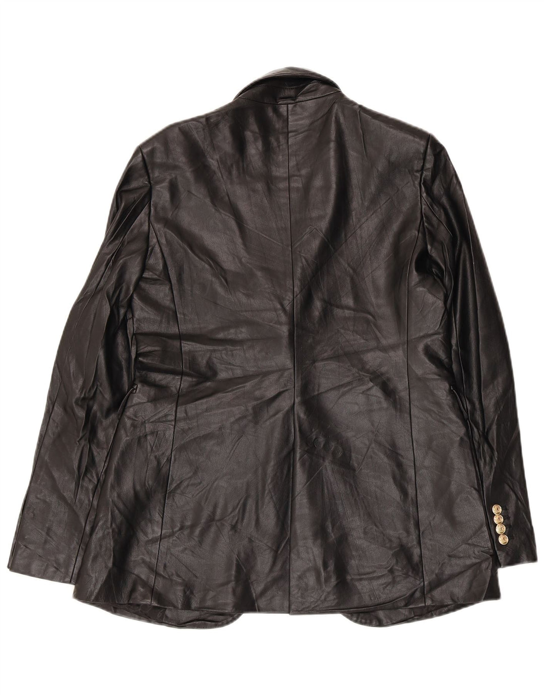 Zara Veste blazer en simili cuir à 1 bouton pour femme UK 14 Noir moyen