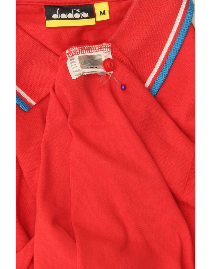 DIADORA Polo Homme Coton Rayé Rouge Moyen