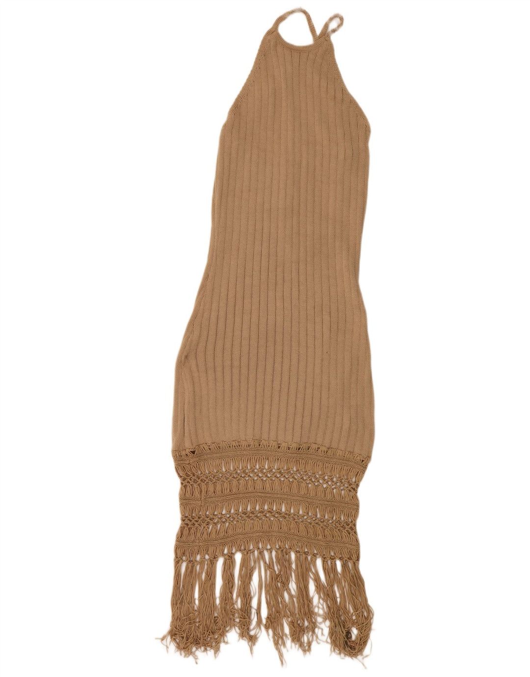 Shein Robe dos nu en tricot pour femme UK 44 Large Beige Polyester