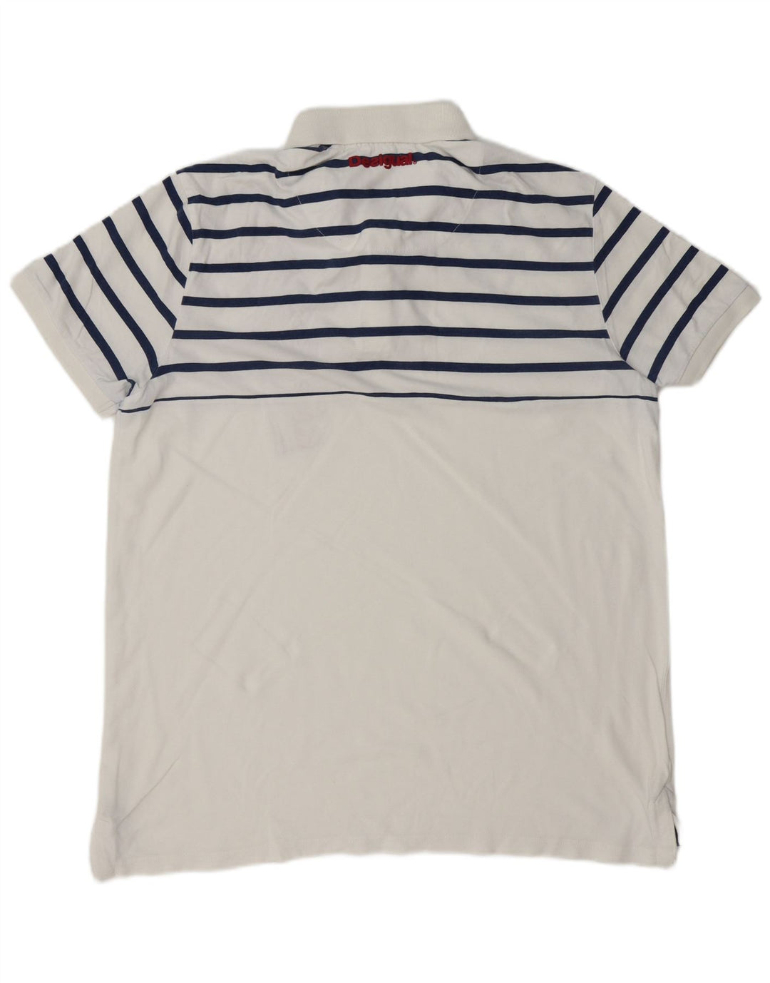 DESIGUAL Polo Graphique Homme 2XL Blanc Rayé