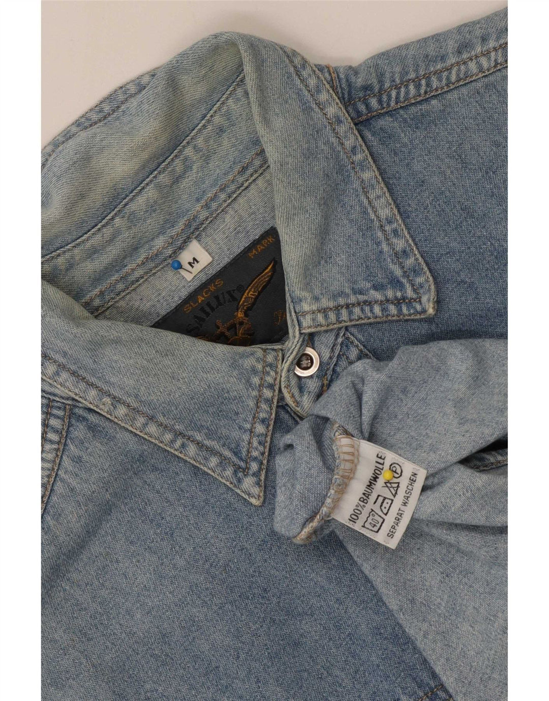 Chemise en jean vintage pour homme en coton bleu moyen